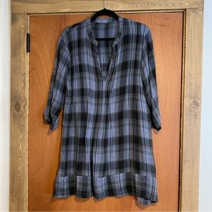 CP Shades Regina Blue Plaid Cloth Tunic Dress Top Small